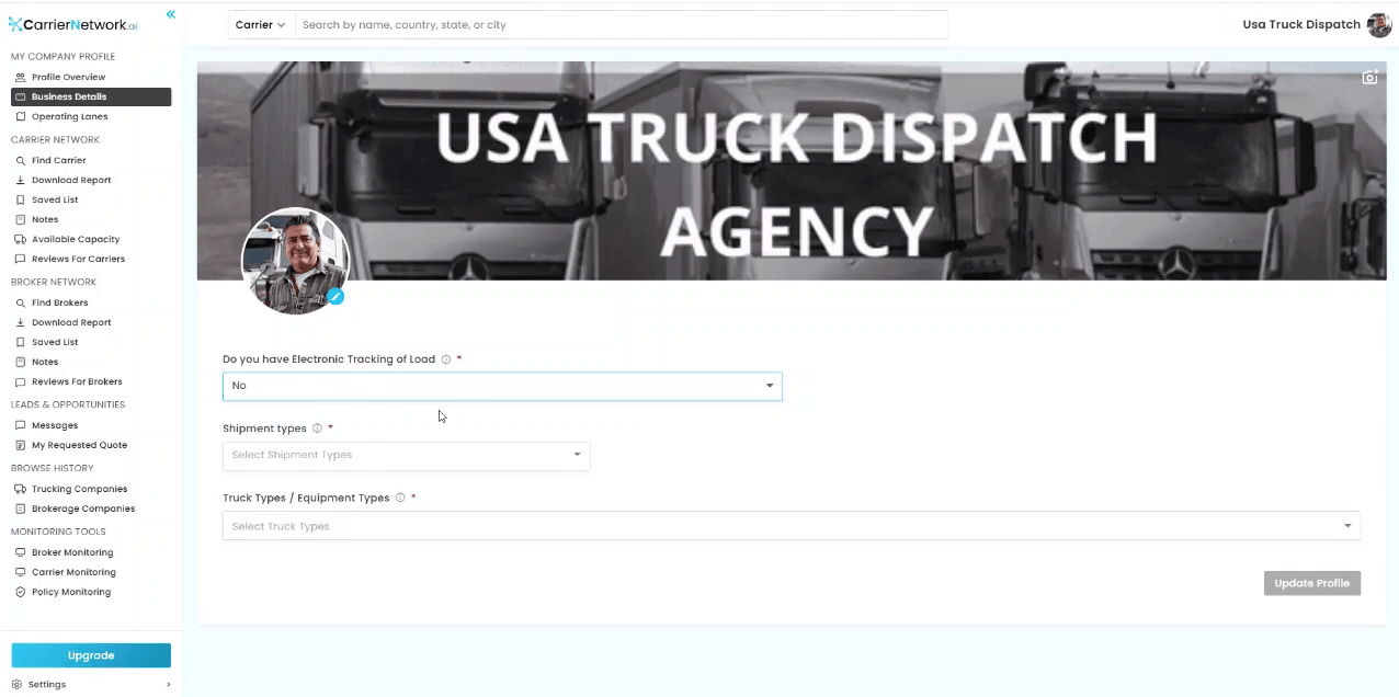 Carriers For Dispatchers | Features for Dispatchers | Carrier Network